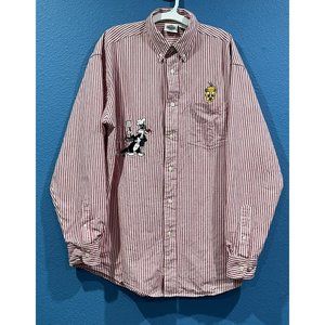 Vintage 95 Warner Bros Looney Tunes Striped Button Up Shirt Tweety Sylvester Med